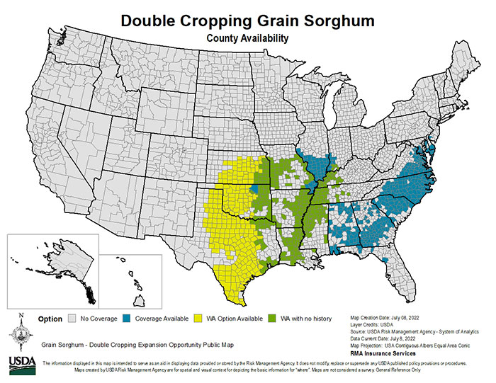 Double Cropping Grain Sorghum map